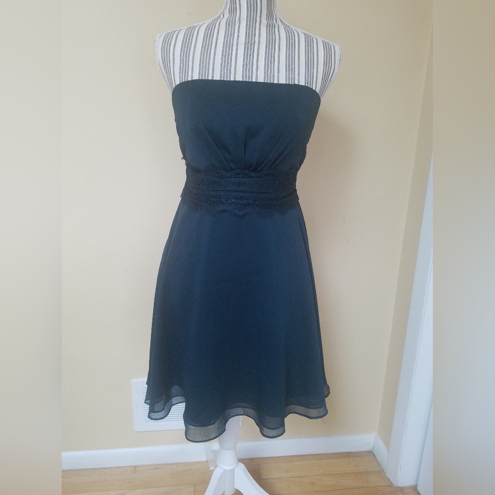 Ann Taylor Strapless Party Dress (Size 0P; Dark Blue)